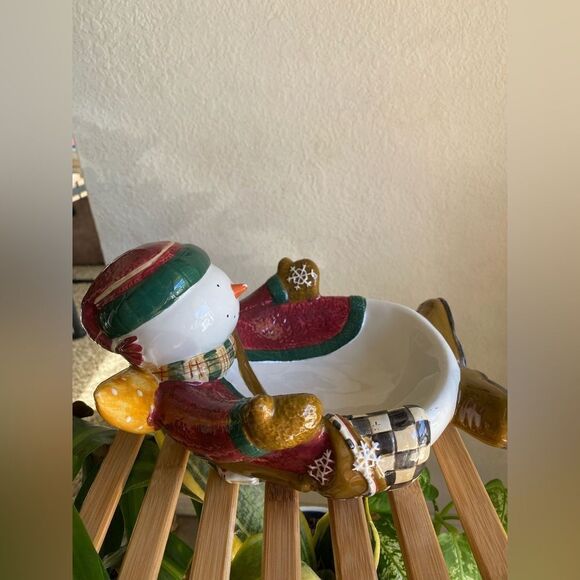Debbie Mumm Snow Angel 3D Dish Snowman Candy Bowl, Vintage Debbie Mumm by Sakura - Picture 2 of 7